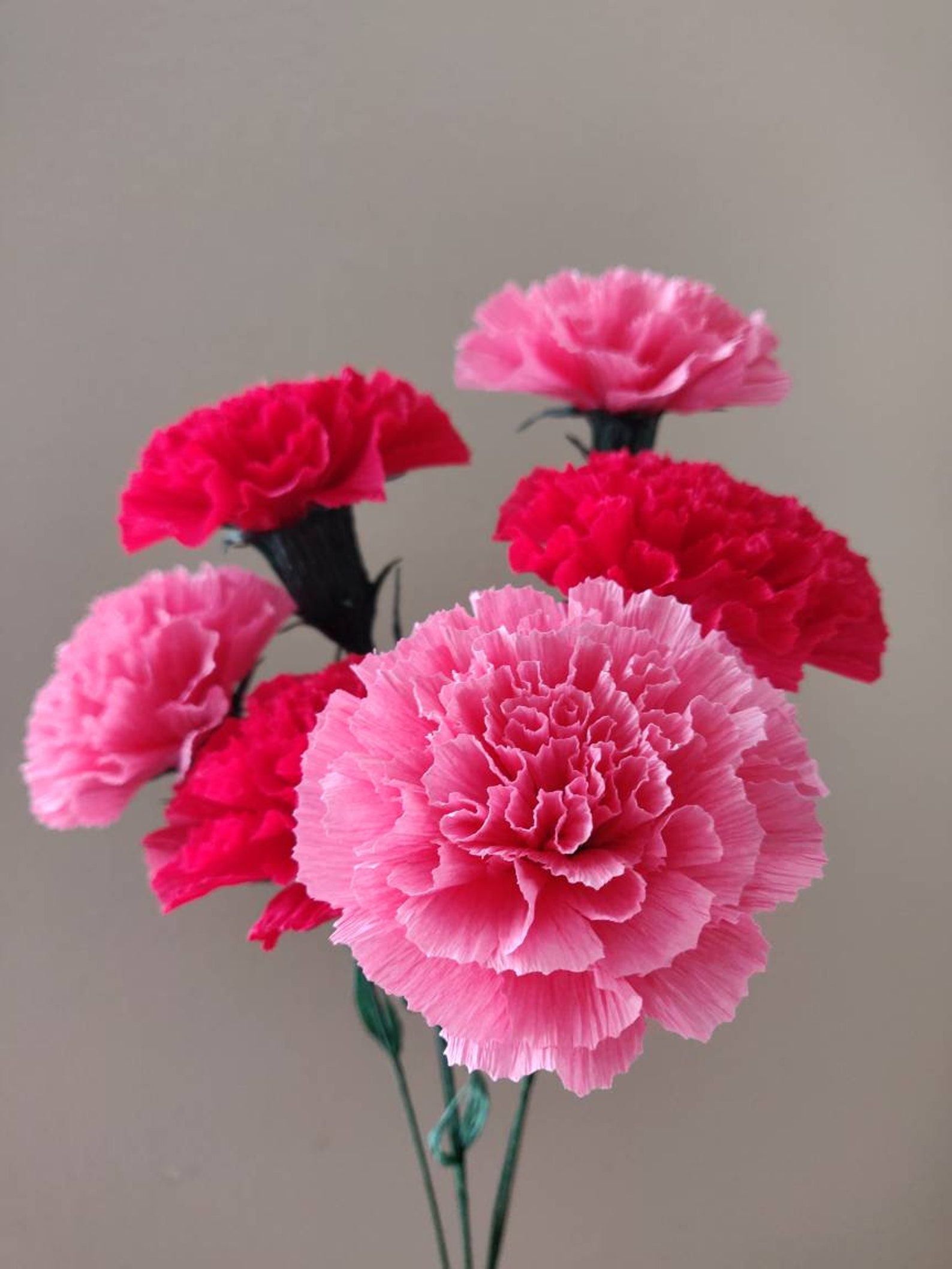 Handmade Crepe Paper Carnation Bouquet Set of 3 January Etsy