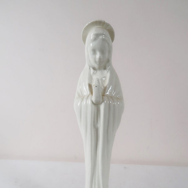 Vintage Smaller Slender Ceramic Virgin Mary Statue Catholic Home Decor 7 Inches Tall Made in Japan