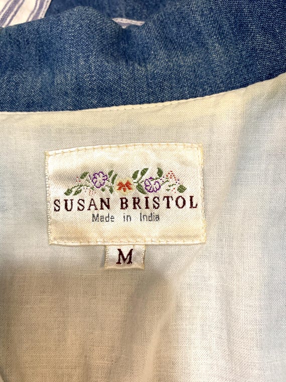 Vintage Size Medium Denim Patchwork Button Front … - image 6