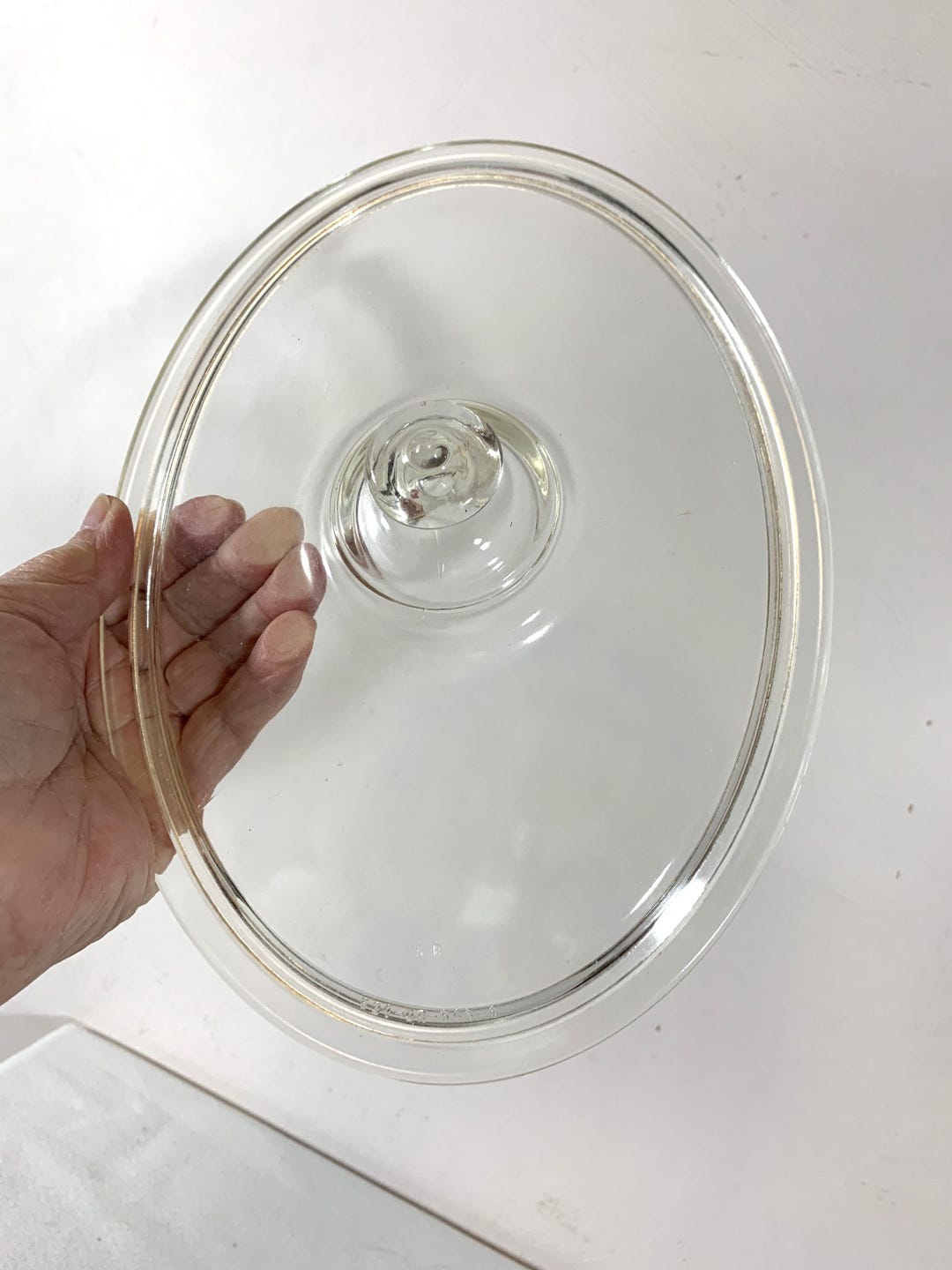Vintage PYREX Clear Glass Replacement Lid With Knob Handle
