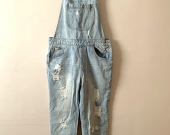 Misses Small (30) Denim Overall Bibs DISTRESSED Forever 21 Overalls