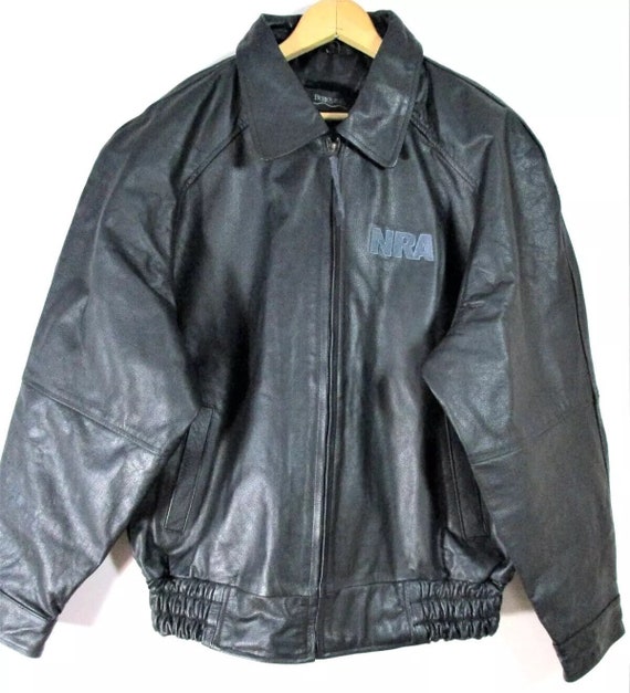 Vintage Men's Size L Black Leather BOMBER Jacket Burke's Bay Embroidered NRA Initials on Front Very Nice Jacket - Etsy Vintage Men's Size L Black Leather BOMBER Jacket Burke's Bay Embroidered NRA Initials on Front Very Nice Jacket - Etsy