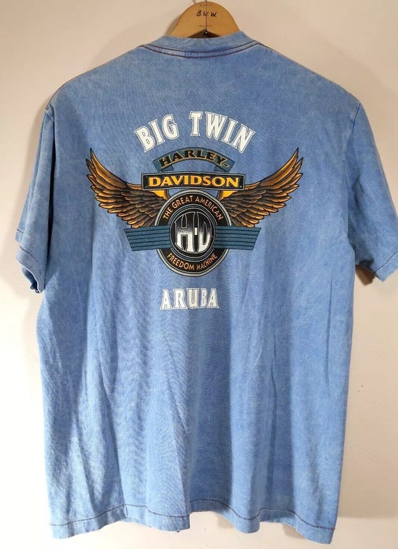 Vintage 1996 HARLEY DAVIDSON Sz L Aruba T-Shirt Bi