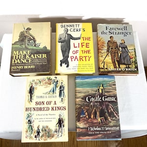 Collection of 1950&#39;s Hardcover Books, &quot;Book Club Edition&quot; Books, Hardcover Books with Nice Clean Paper Dust Jackets