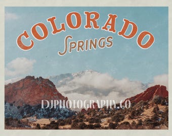 Garden of The Gods Vintage Poster | Colorado Poster | Colorado Photography | Garden of The Gods Art | Colorado Springs | Photography Art