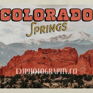 Garden of The Gods Vintage Poster | Colorado Poster | Colorado Photography | Garden of The Gods Art | Colorado Springs | Photography Art