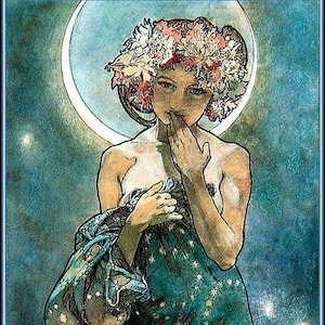 Alphonse Mucha – Reproduction d'impression réplique Clair de Lune