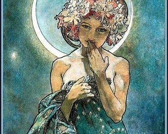 Mucha - Moon - Clair de Lune Replica Print Reproduction