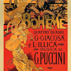 Vintage Art Nouveau La Boheme Opera Reproduction Print