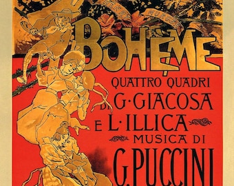 Vintage Art Nouveau La Boheme Opera Reproduction Print