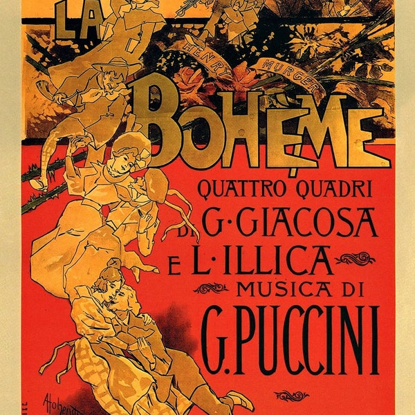Vintage Art Nouveau La Boheme Opera Reproduction Print