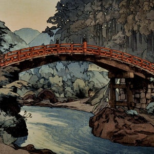 Sacred Bridge in Nikko Hiroshi Yoshida Replica Reproduction Print