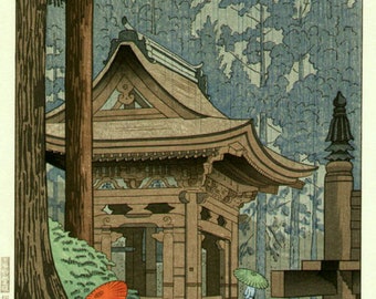 Rain at Enryakuji Temple Shin Hanga Reproduction Print