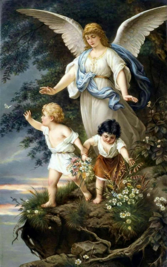 Bernhard Plockhorst the Guardian Angel Reproduction Print Poster