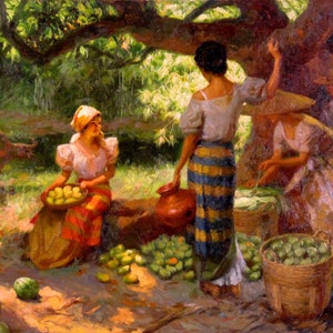 The Fruit Pickers Under the Mango Tree Reproduction Poster Print