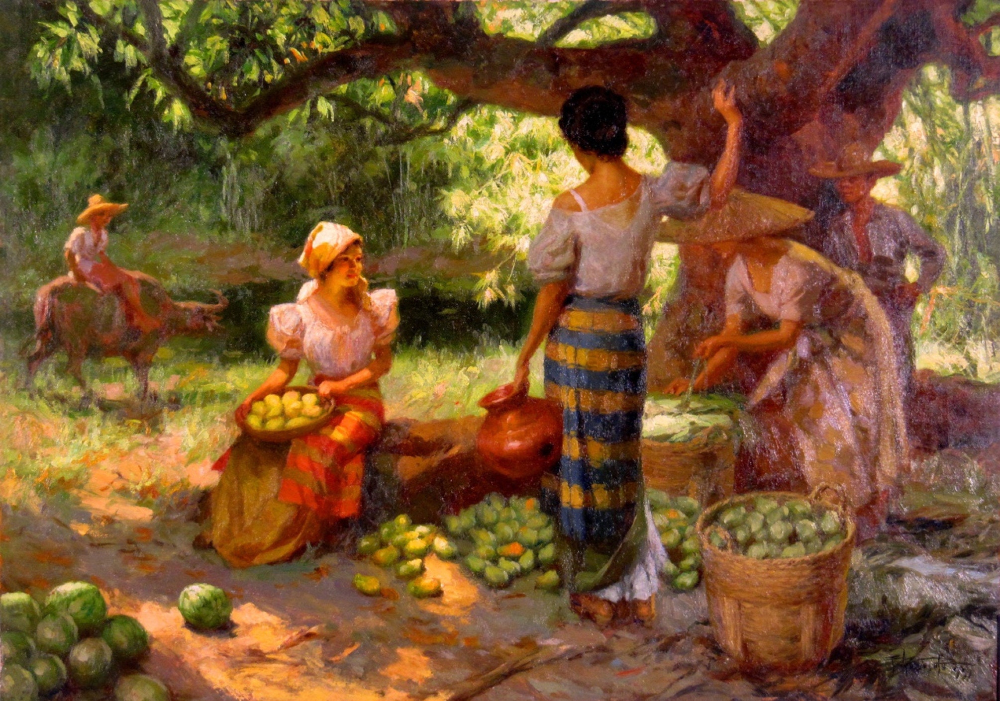 Fruitplukkers onder de mangoboom door fernando amorsolo