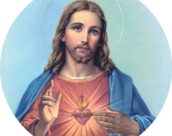 Sacred Heart of Jesus Round Button Badge