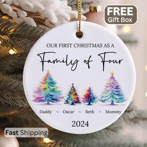 Family Of Four Ornament First Christmas As Family Of 4 Christmas Ornament For Family Christmas Keepsake New Baby Christmas Family Of 4 Gift