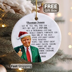 Funny StepDad Trump Ornament Stepdad Christmas Gift For Stepdad Ornament Stepdad Present For Dad Gag Gift For StepDad Christmas Gift