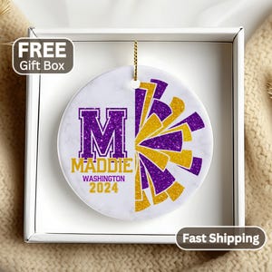 Personalized Cheerleading Ornament Cheerleader Gift For Cheerleader Christmas Ornament Cheer Team Christmas Gift Cheer Pom Pom Ornament