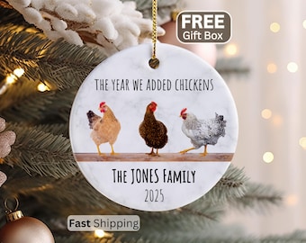 Personalized Chicken Ornament, Christmas Chicken Lover Gift For Chicken Owner Chicken Family Farm Gift For Homestead Ornament Chicken Coop