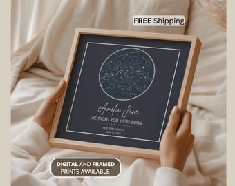 Night You Were Born Star Map Personalized Birth Announcement Nursery Decor Custom Baby Gift Birth Date Constellation Wall Art Newborn Gift