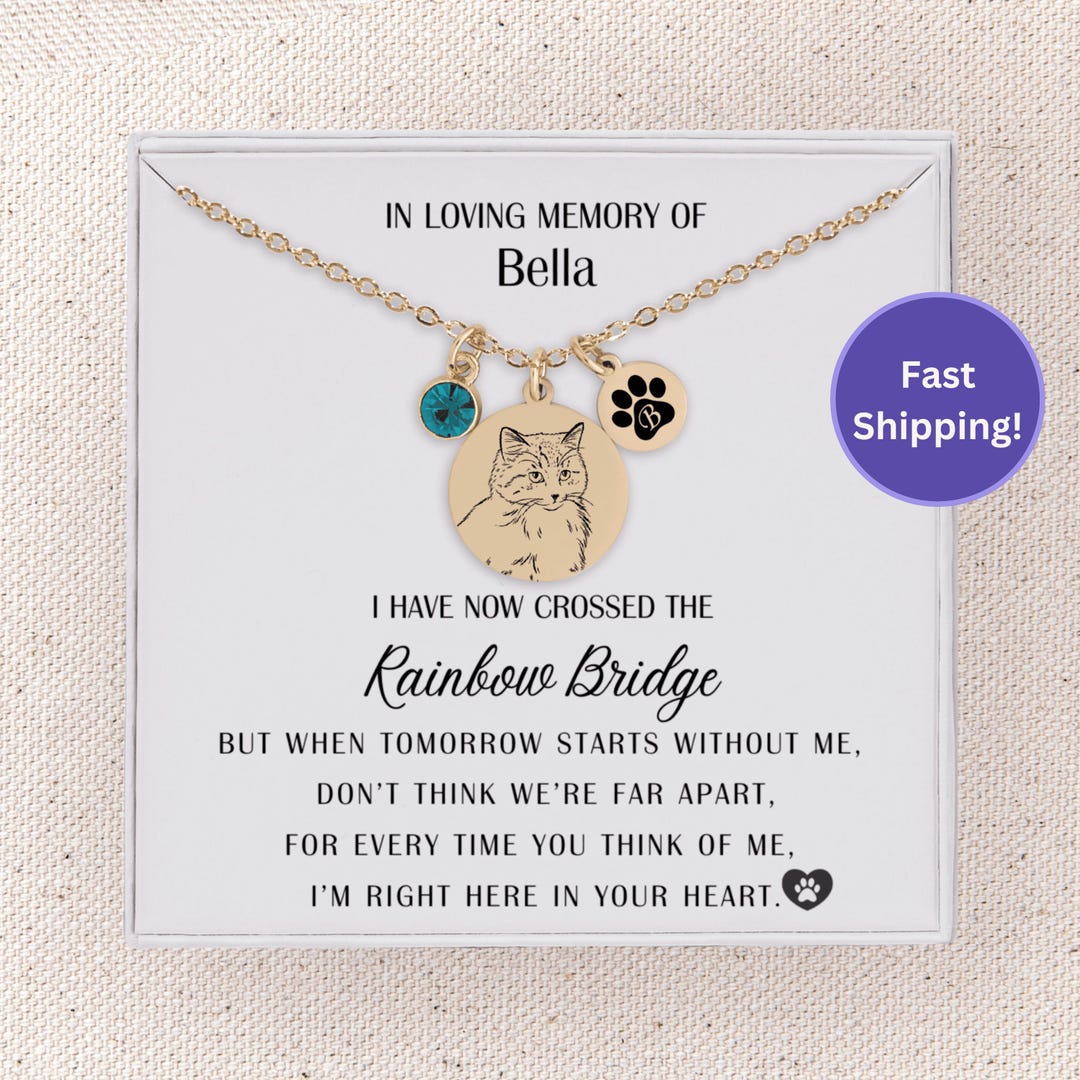 Cat Loss Necklace Cat Memorial Necklace Loss of Cat Rainbow Bridge Cat ...