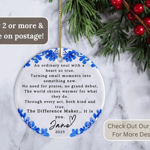 Difference Maker Ornament, Difference Maker Christmas Ornament Gift Difference Maker Thank You Ornament Difference Maker Appreciation Gift