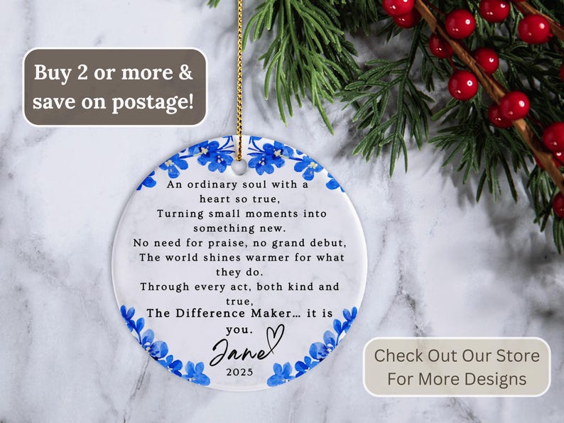 Difference Maker Ornament, Difference Maker Christmas Ornament Gift Difference Maker Thank You Ornament Difference Maker Appreciation Gift