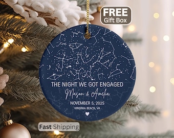 Engaged Ornament The Night We Got Engaged Star Map Engagement Gift Engagement Anniversary Gift Engagement Date Ornament Night Sky Engagement