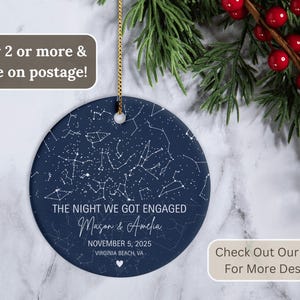 Engaged Ornament The Night We Got Engaged Star Map Engagement Gift Engagement Anniversary Gift Engagement Date Ornament Night Sky Engagement