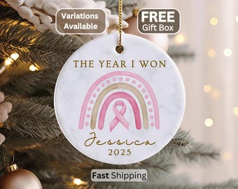 Cancer Survivor Ornament, Custom Cancer Survivor Christmas Ornament Cancer Warrior The Year I Beat Cancer Ornament Cancer Keepsake Ornament
