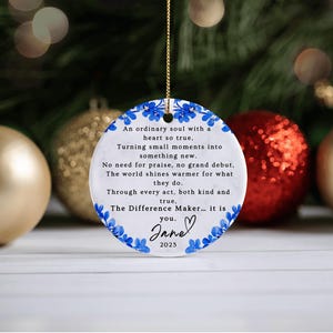 Difference Maker Ornament, Difference Maker Christmas Ornament Gift Difference Maker Thank You Ornament Difference Maker Appreciation Gift