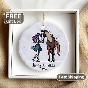 Personalized Horse Ornament Horse Christmas Gift Horse Lover Gifts Girl Horse Memorial Gift Horse Line Art Horse Equestrian Gifts For Women