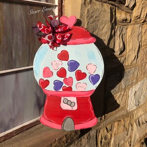 Valentine's day door hanger. Valentines day gumball door hanger. Valentines day decor Valentine's Day door decor. bubblegum machine