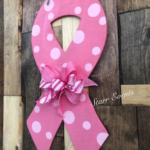 Pink Ribbon Door Hanger. Breast Cancer Awareness Ribbon. Cancer ...