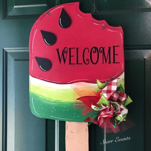 Watermelon door hanger. Watermelon Popsicle door hanger. Welcome door hangers. Summer decorations. Summer yard art. Summer door hangers