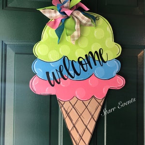 Welcome door hanger. Ice cream door hanger. Summer door hangers. Front door decor. Summer decorations. Summer decor Ice cream decor