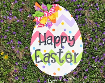 Happy Easter door hanger  Easter decorations. Happy Easter sign Easter door decor. Easter egg door hanger. Easter egg sign