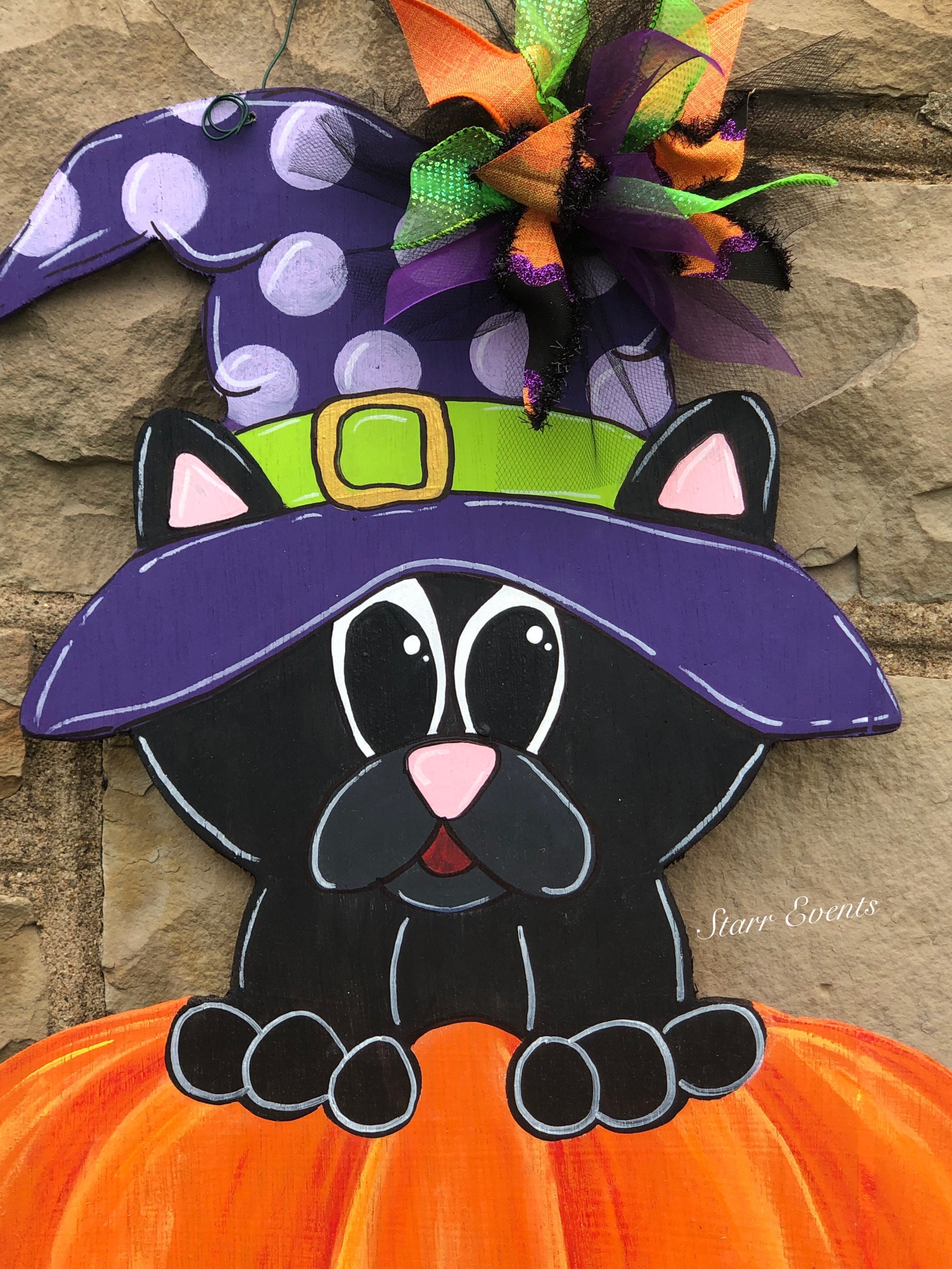Black Cat Door Hanger. Fall Decor. Fall Decorations. Black Cat Decor ...