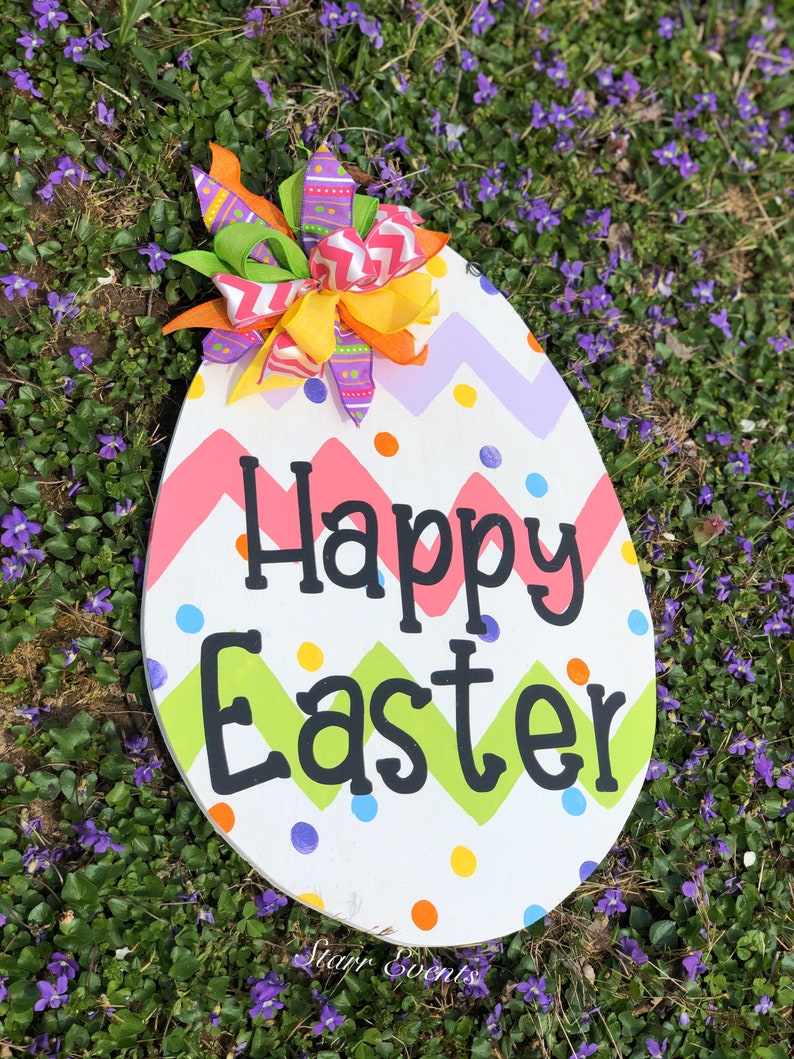 Happy Easter Door Hanger Easter Decorations. Happy Easter Sign Etsy