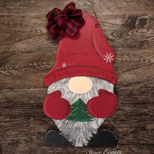 Santa Gnome Christmas Door Hanger Door Decor Etsy
