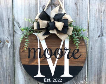 Personalized door hanger. Customized Last name sign. Personalized gifts. Front door decor. Custom door hanger. Housewarming gift.