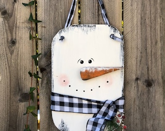 Rustic Snowman Christmas Door Hanger: Winter Decor