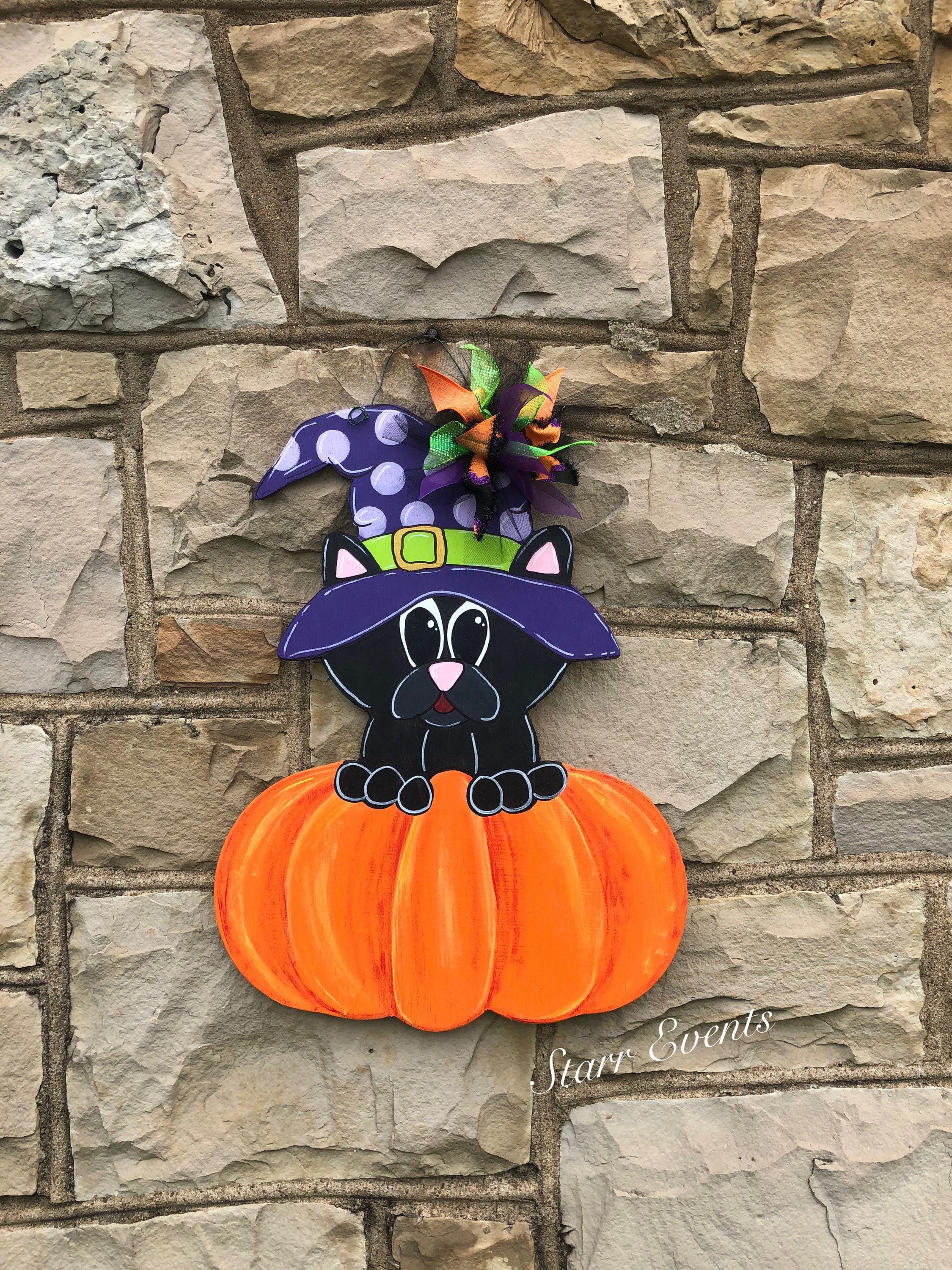 Black Cat Door Hanger. Fall Decor. Fall Decorations. Black Cat Decor ...