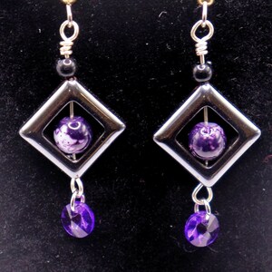 Black and Silver Dangle Earrings