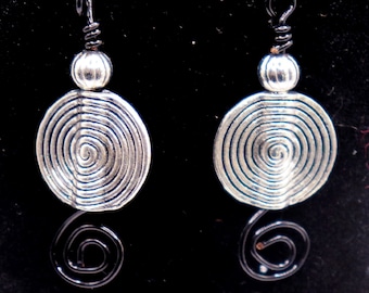 Silber Spirale baumeln Ohrringe
