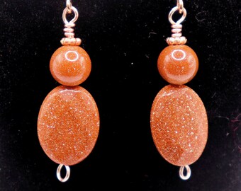 Koperen Glitter Kraal Bungel Oorbellen