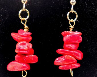 Rot Stein Splitter Ohrringe