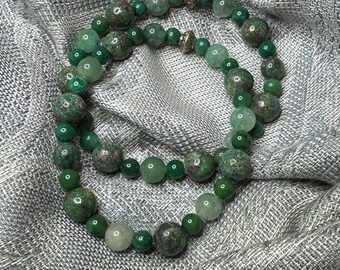 Jaspis, Aventurijn en Malachiet Edelsteen Kralen Stretch Armband